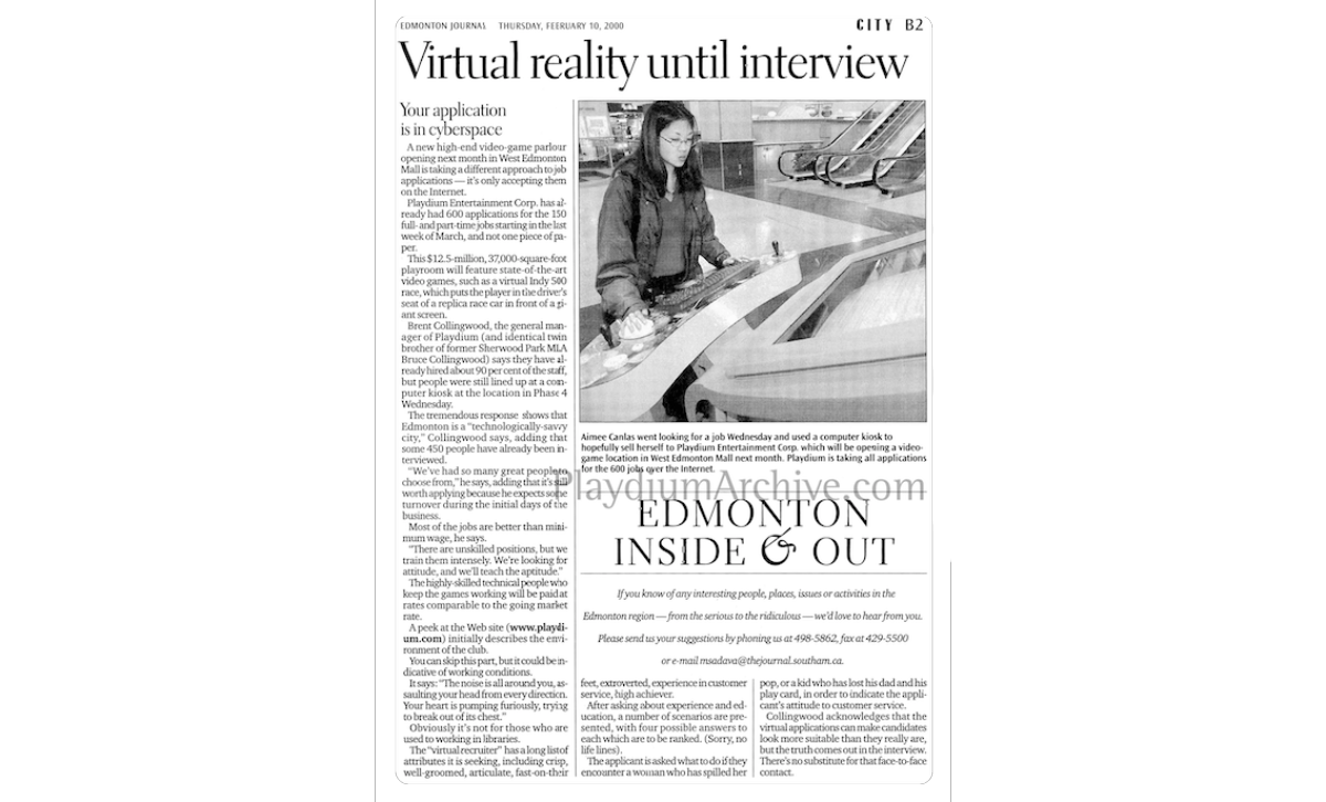 Edmonton Journal - Virtual reality until interview