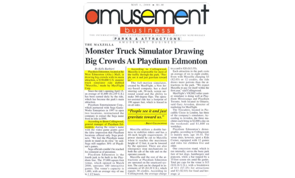 Amusement Business - Monster Truck Simulator Drawing Big Crowds at Playdium Edmonton